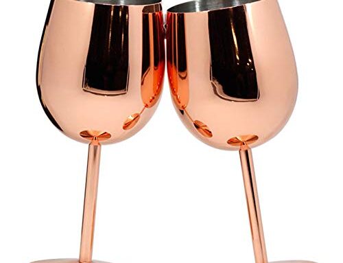 Oro VonShef Set di 2 bicchieri da vino in acciaio inox infrangibili 